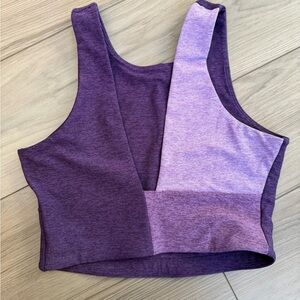 tdoor Voices Venus Crop Top Size XS Purple Colorblocked Long Line Sports Bra